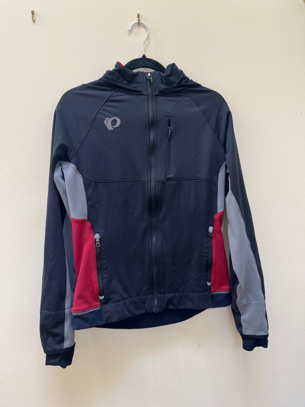 Pearl Izumi Black Cycling Hoodie with Gray & Red Panels, Medium EUC